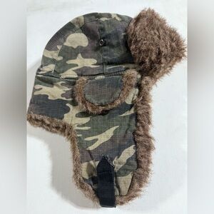 Kids Camouflage Aviator Hat with Fur Trim